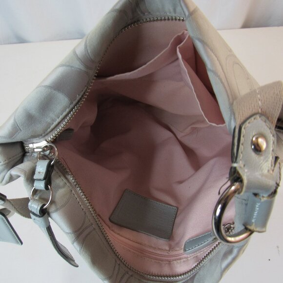 Coach Crossbody/Shoulder Bag Signature Stripe File Coated Gray/Pink Lining - Picture 5 of 9